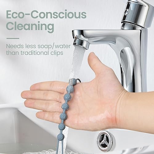 Miniatura 6 de Eascrozn Clip para chupete de bebé, paquete de 6 soportes de silicona para chupete con diseño de una sola pieza para bebé, niño y niña, sin BPA,