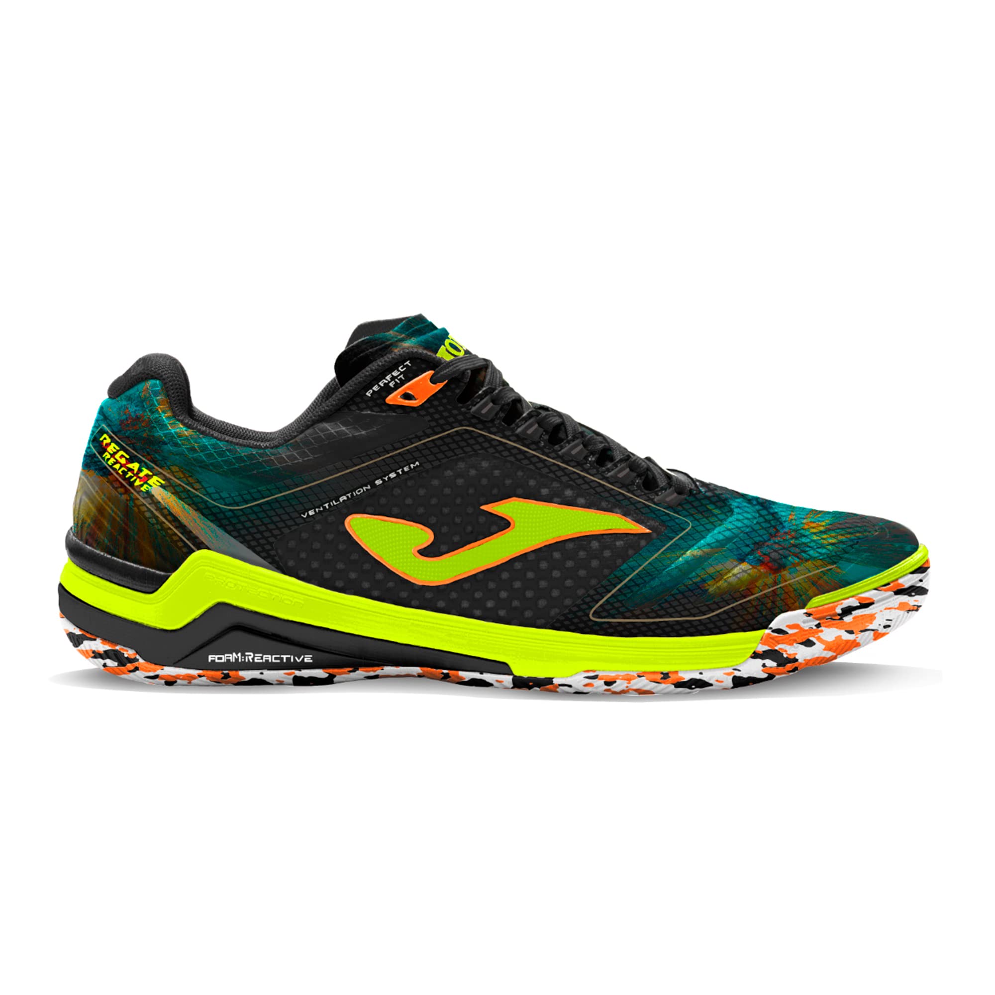 Joma Unisex Undefeated Series Sneaker, Black Neon Yellow, 9 UK