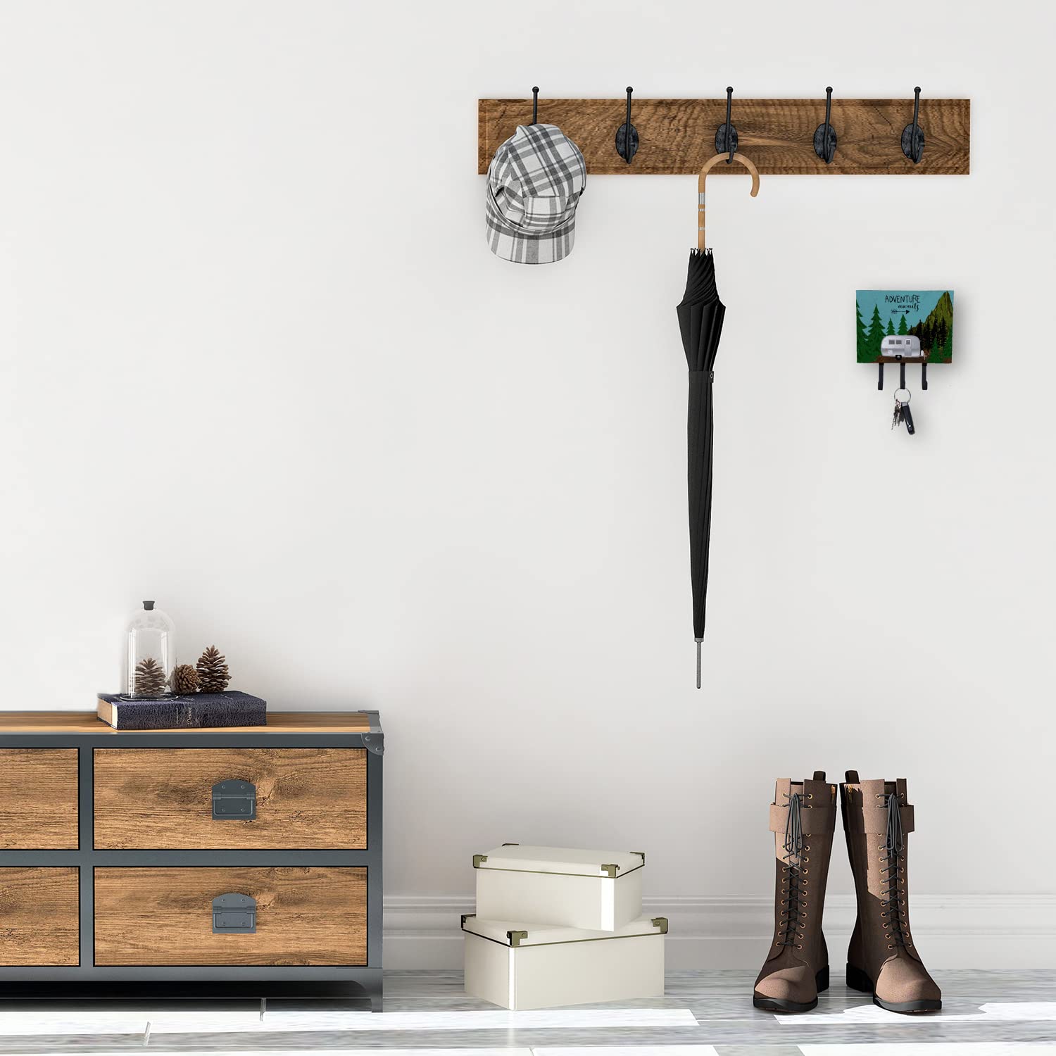 Caroline's Treasures VHA3022TH68 Airstream Camper Adventure Awaits Leash or Key Holder, Wall Hooks, Key Hooks Holder, Coat Rack Wall Mount, Coat Hooks, Hooks for Hanging Keys, Towels, Aprons, Leashes,