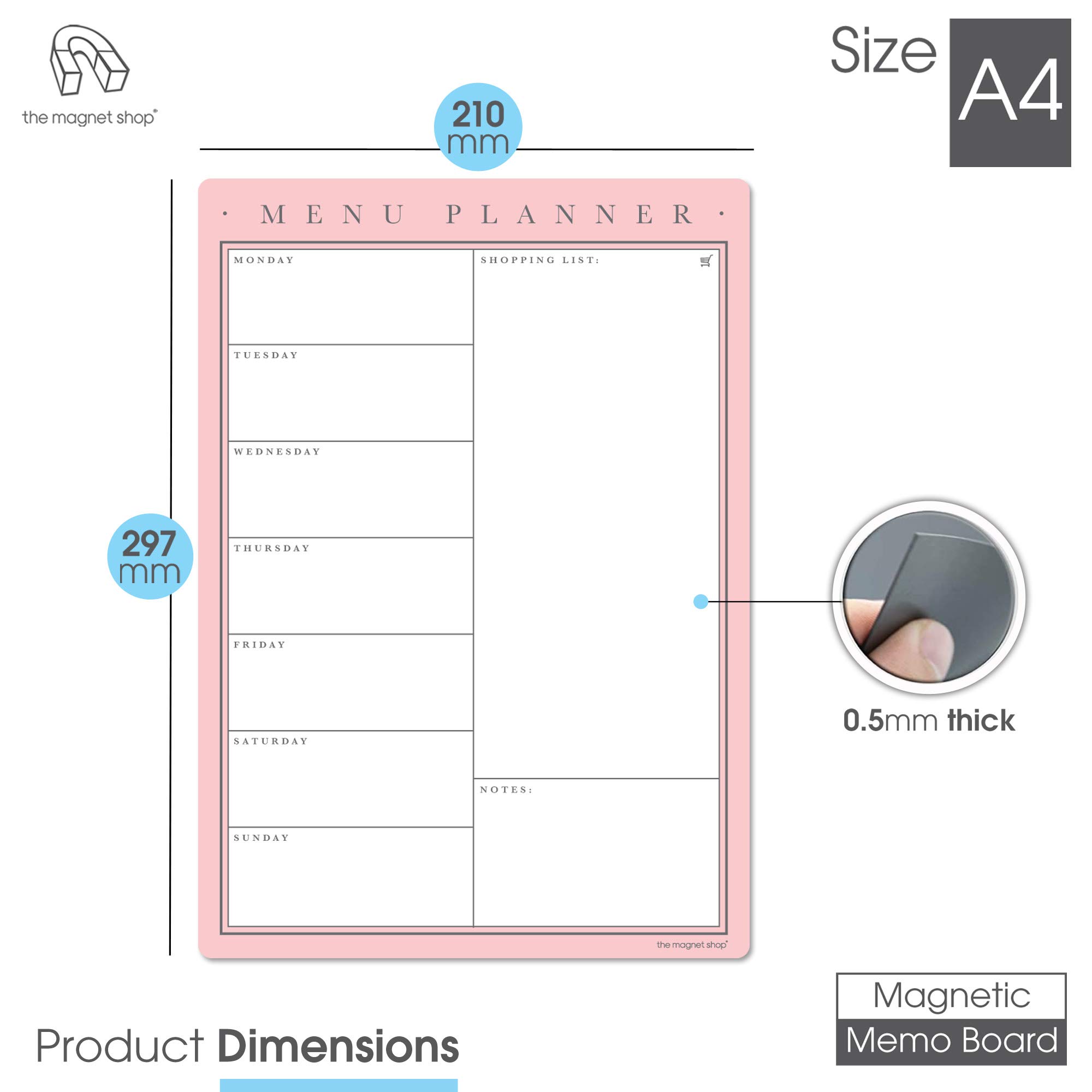 TMS A4 Magnetic Weekly Planner/Memo Board U2013 Multi-Coloured