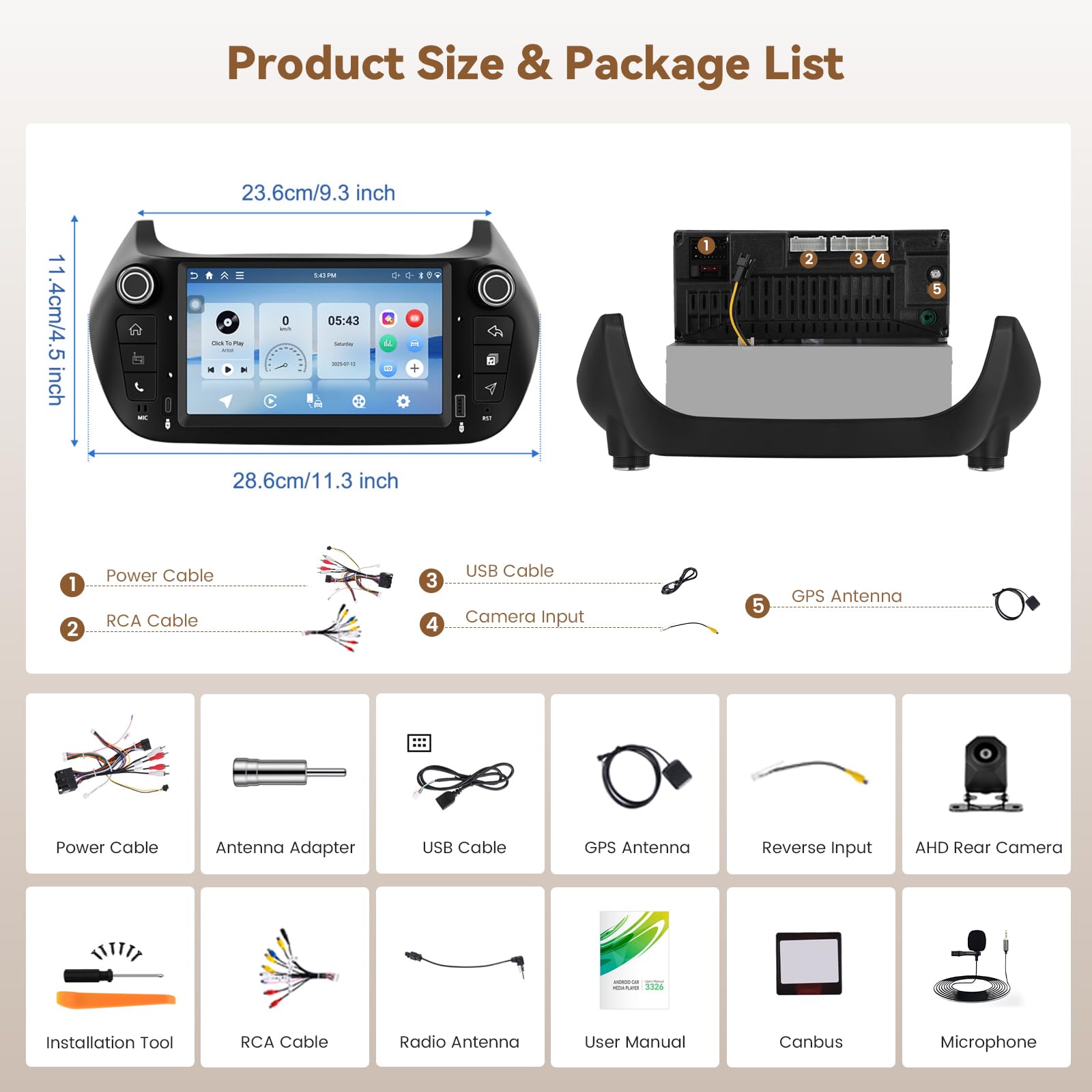 Hikity 4G+128G Android 15 Autoradio 7" pour Fiat Fiorino CarPlay