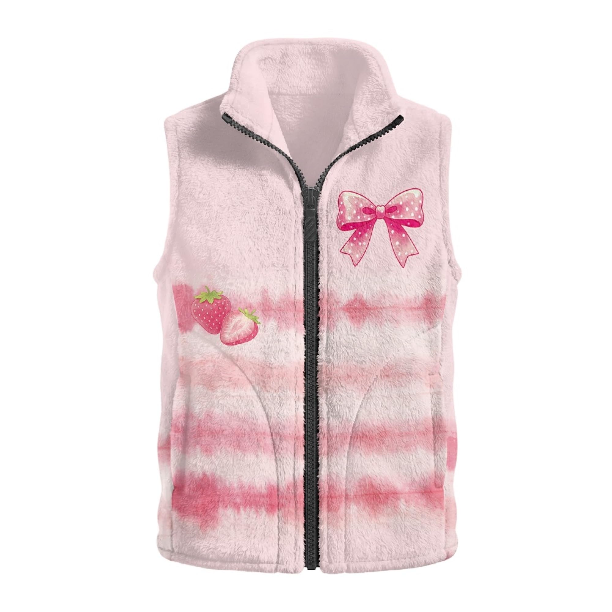 Amzbeauty Chaleco de forro polar para niños, sin mangas, estampado de lazo
