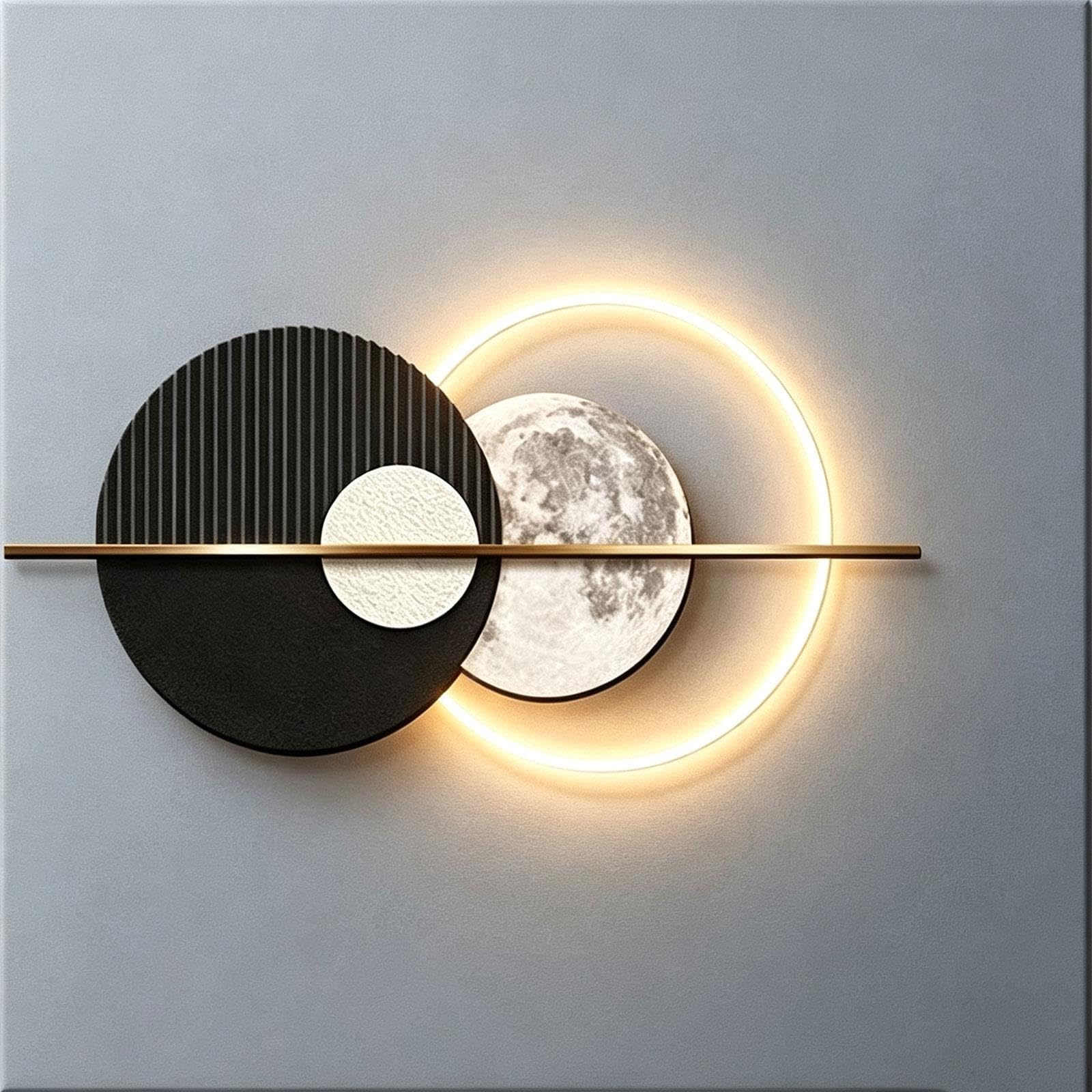 Art mural 3D Décoration murale LED, grès métal porcelaine en verre