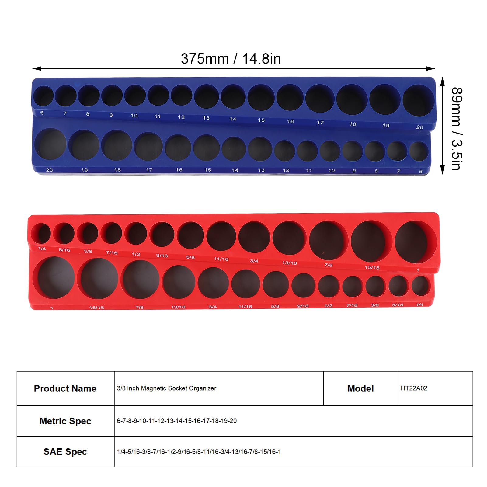 Organizer magnetico per prese elettriche, efficienti vassoi per prese metriche SAE per lavoratori di manutenzione domestica, confezione da 2