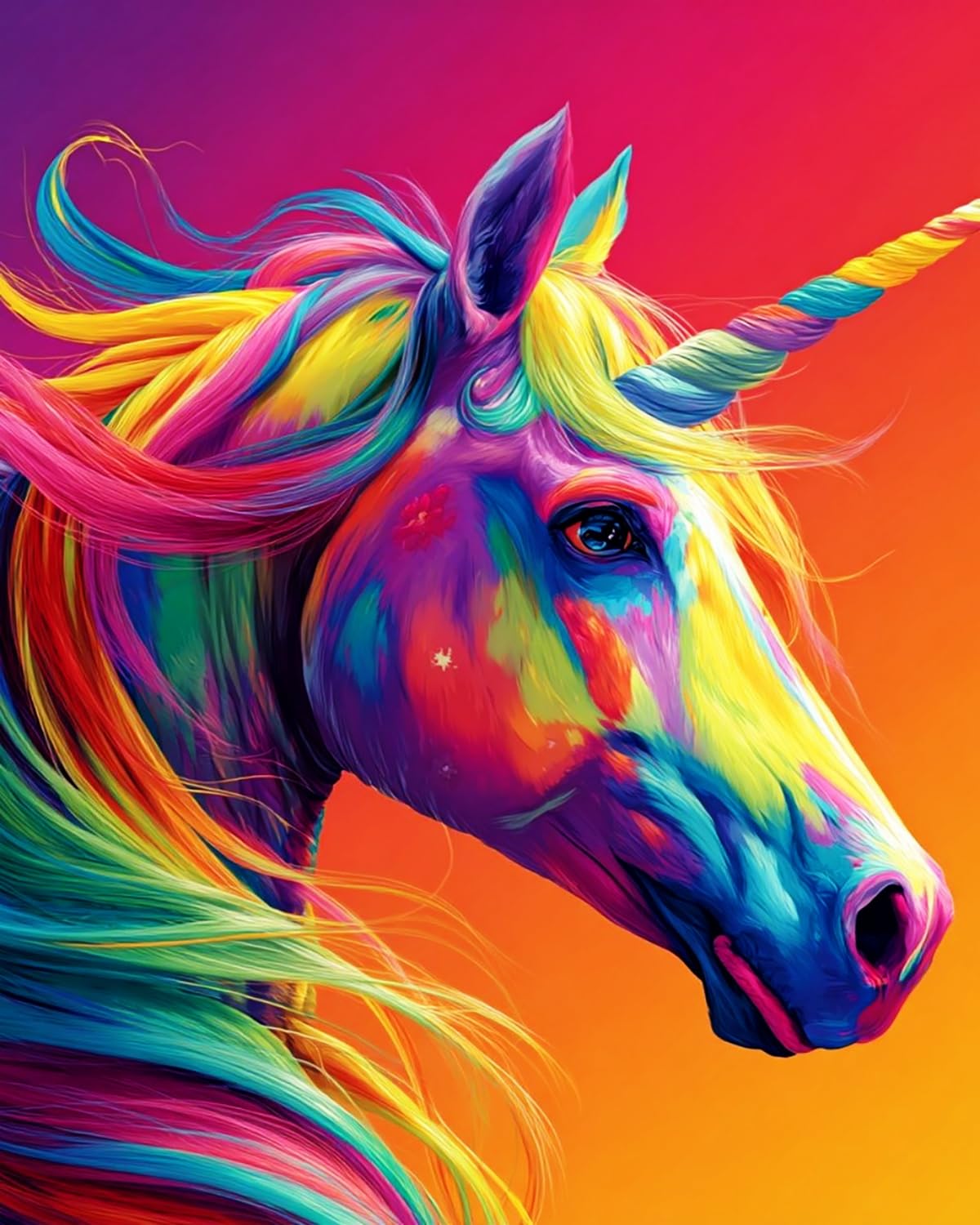Liubaishi Multicolour Paint By Numbers For Adults, Rainbow Unicorn, 16X20 Inch Canvas With Acrylic Paints