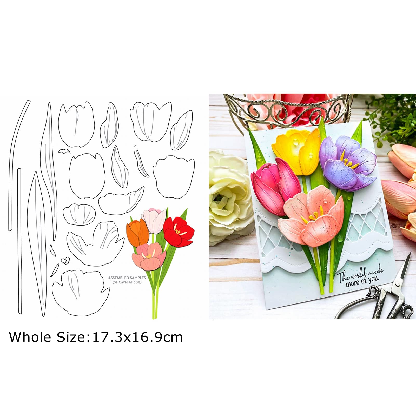 Juego de 5 Troqueles de Corte de Metal Flor Rosa Tulipanes diseño de Flores para DIY Scrapbooking Tarjeta Hacer álbum Foto Regalo de felicitación