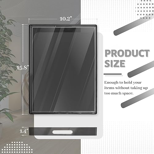 Miniatura 23 de MAONAME Bandeja transparente para servir con asas, bandeja transparente de plástico, bandeja decorativa rectangular para mesa auxiliar, otomana