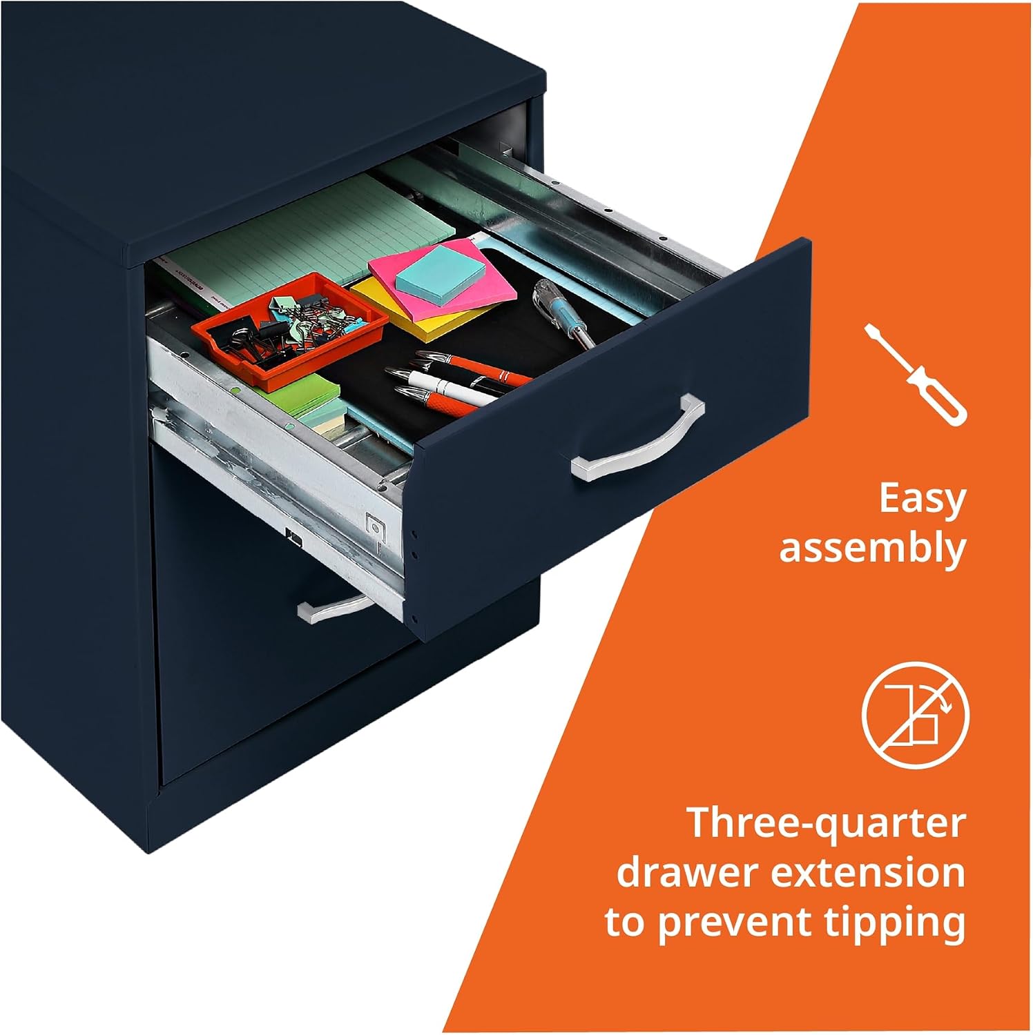 NuSparc 2 Drawer Locking Filing Cabinet | Pre-Assembled Steel Construction | Low-Profile Design is Perfect for Home and Small Office | Letter-Size | Assembled in USA