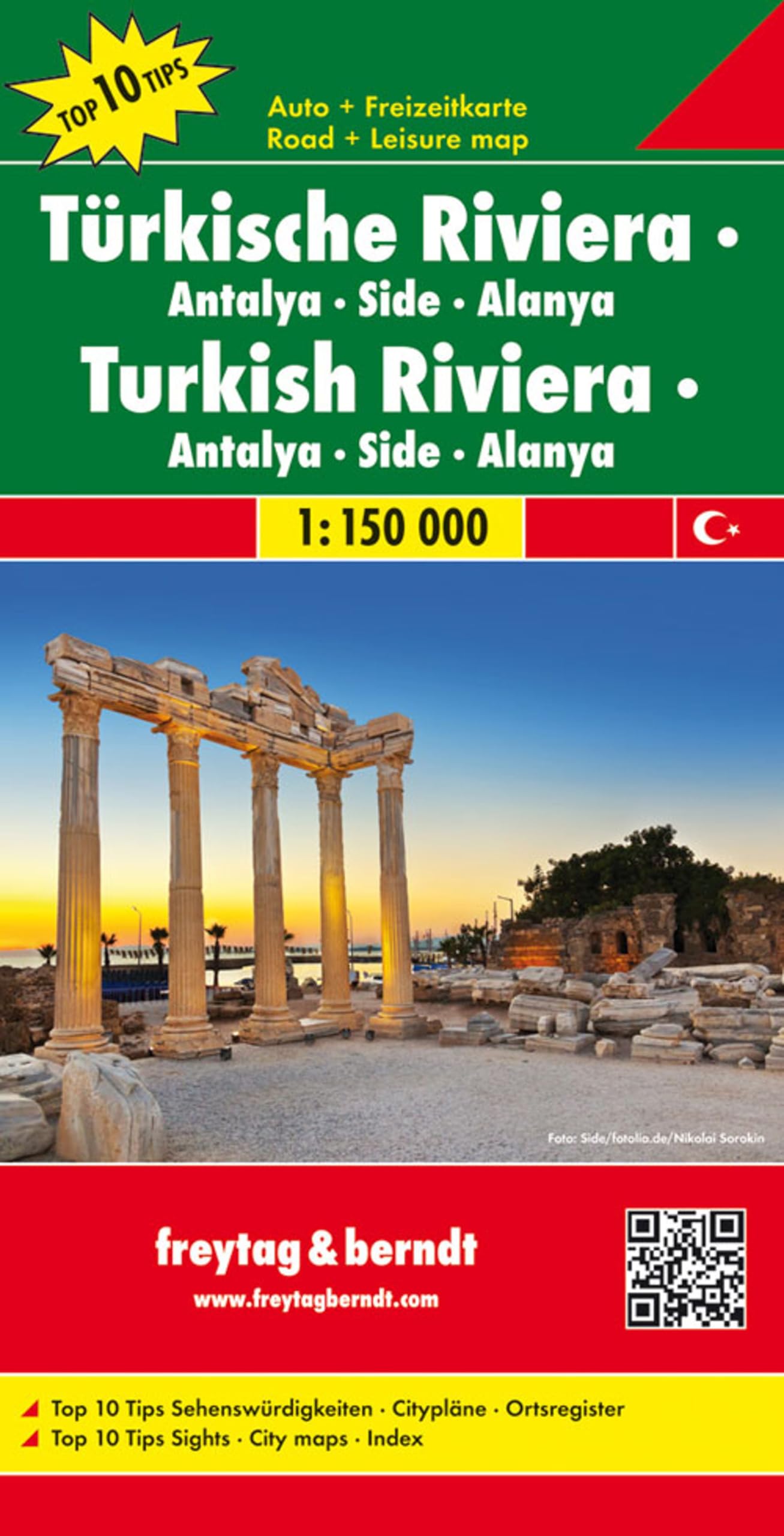 Turkish Riviera, East: Antalya - Side - Alanya Road and Leisure Map (Country Mapping): Toeristische wegenkaart 1:150 000