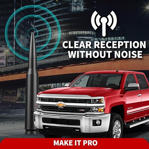 Miniatura 5 de KitsPro Antena de 50 Cal para todos los años Chevy Chevrolet Silverado y GMC Sierra 1500 2500 3500, antena de radio corta negra mate para camión
