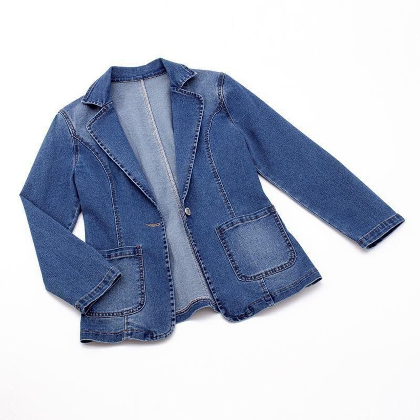 Chaqueta Mujer Invierno Chaqueta vaquera manga larga mujer abrigo informal diario desplazamientos corte ajustado botones frontales abiertos