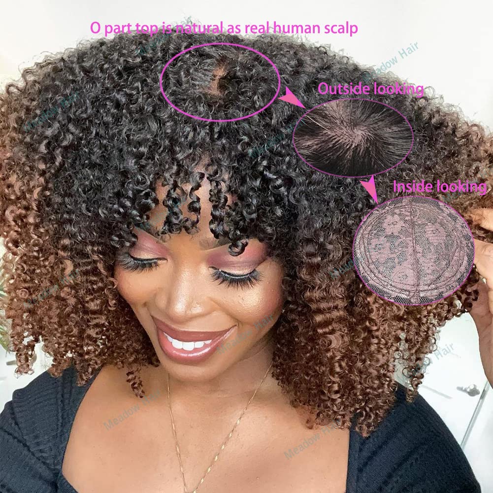 Amazon.com : 200% Density Ombre Human Hair Wigs Afro Kinky  display picture 2