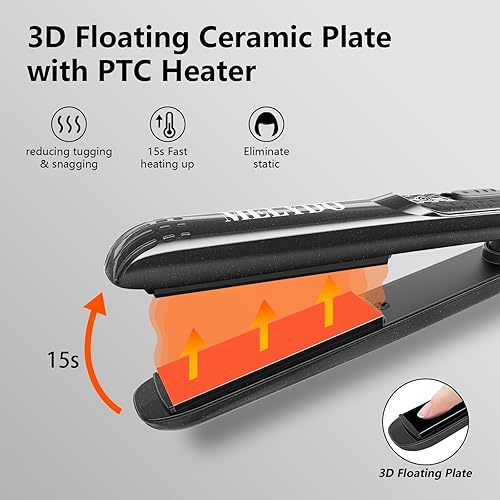 Miniatura 2 de Mini plancha plana, alisador de pelo pequeño de turmalina de cerámica para cabello cortoflequillo, alisador de pelo de viaje de doble voltaje, mini