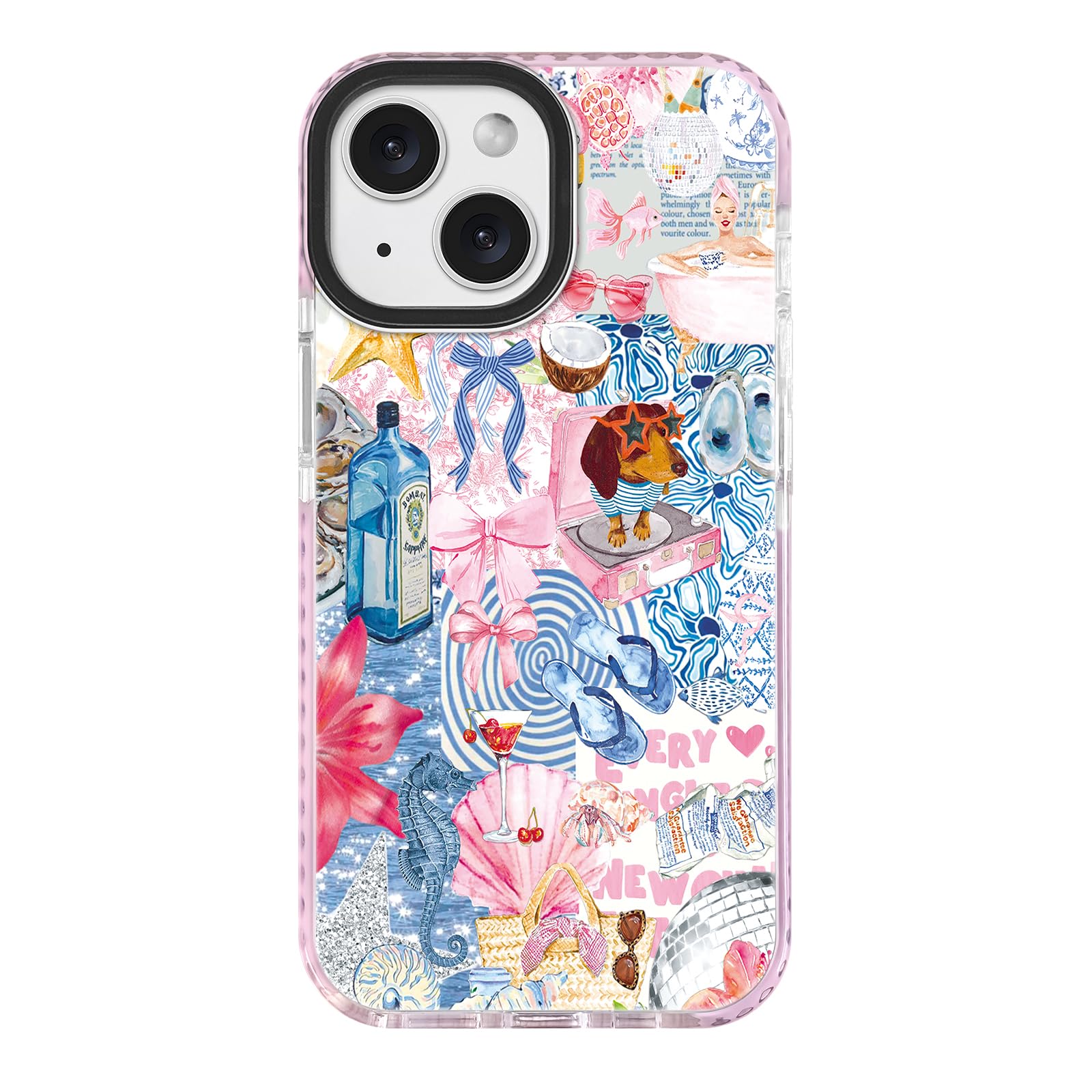 ChiCsFleur for iPhone 15 Case TPU Phone case with Camera Protection for Women Girls Teens - Coquette Collage