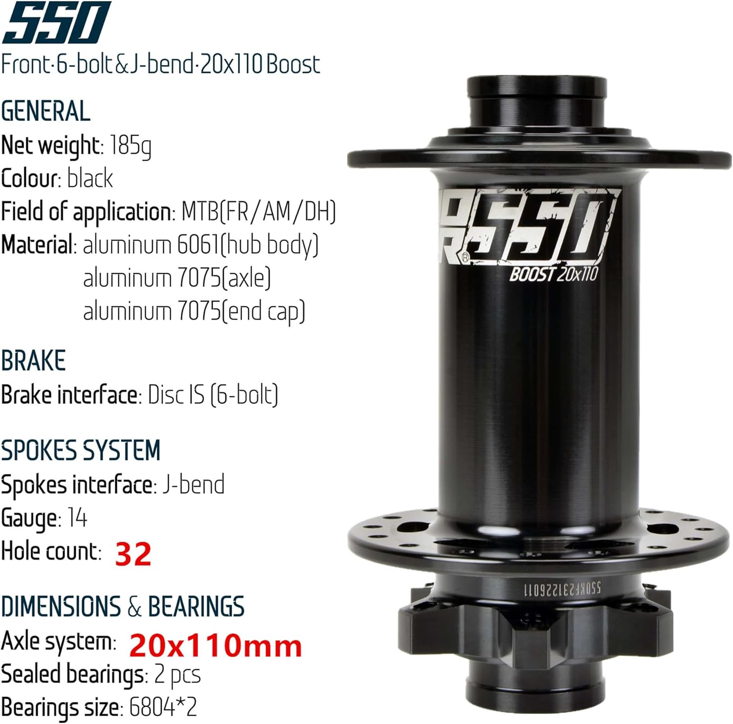 BestParts Boost MTB Front Hub 20x110mm 32 Hole,MTB Rear Hub 12x157mm Super Boost 32 Hole Thru Axle Disc Brake with HG Hub for FR/AM/DH Mountain Bike, Replacement for Shimano 8-11 Speed