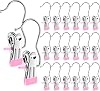 30 Pack Boot Hangers, Hooks with Clips, Stainless Steel, Pink