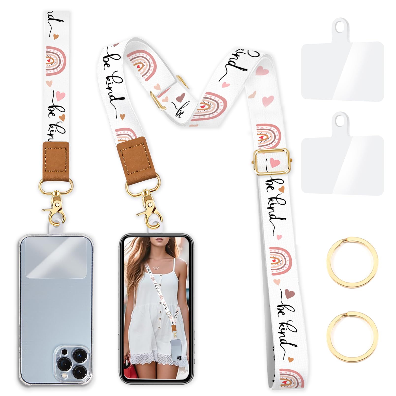 Yonlevres Phone Lanyard Crossbody Strap Wrist Neck Adjustable Women Be Kind