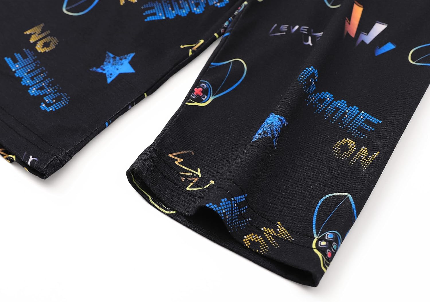 Tebbis Boys 2-Piece Pajamas - Black Video Game Controllers Print Long Sleeve Notch Collar Button Soft PJs Size 6-18 - Image 4