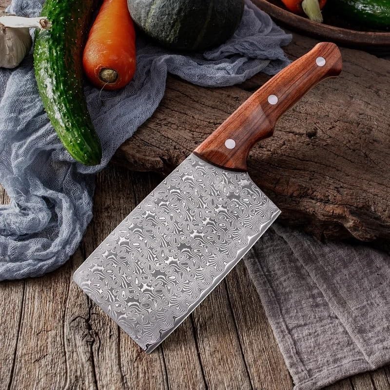 Meat Cleaver,Cleaver Knife 5 Inch Chinese Chef Knife Damascus Steel Blade Sharp Cleaver Slicing Handmade Forged Kitchen Knives For Cutting Vegetables Meat, LAMAJIGA5844