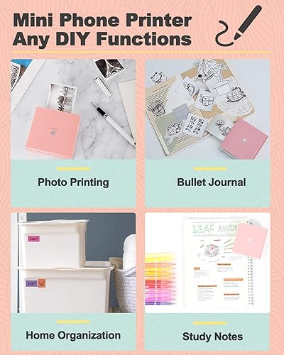 Miniatura 4 de Phomemo Mini impresora de bolsillo M02 portátil térmica pequeña impresora fotográfica con 3 rollos de papel, para el hogar, la escuela, la oficina,