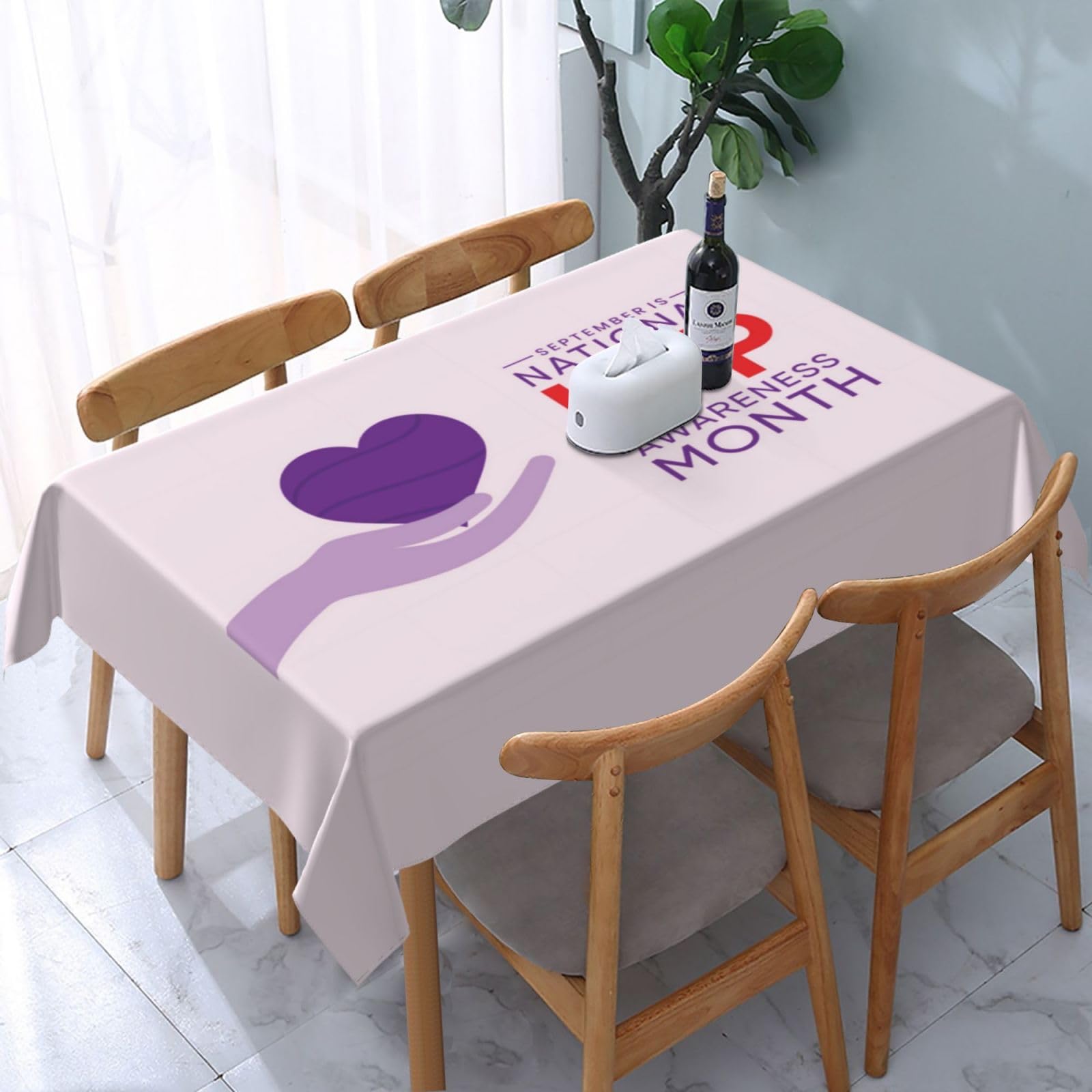 JunHeArt Itp Awareness Month Tablecloth Rectangle Table Cover Washable Table Cloths Decor For Kitchen 54" X 72"