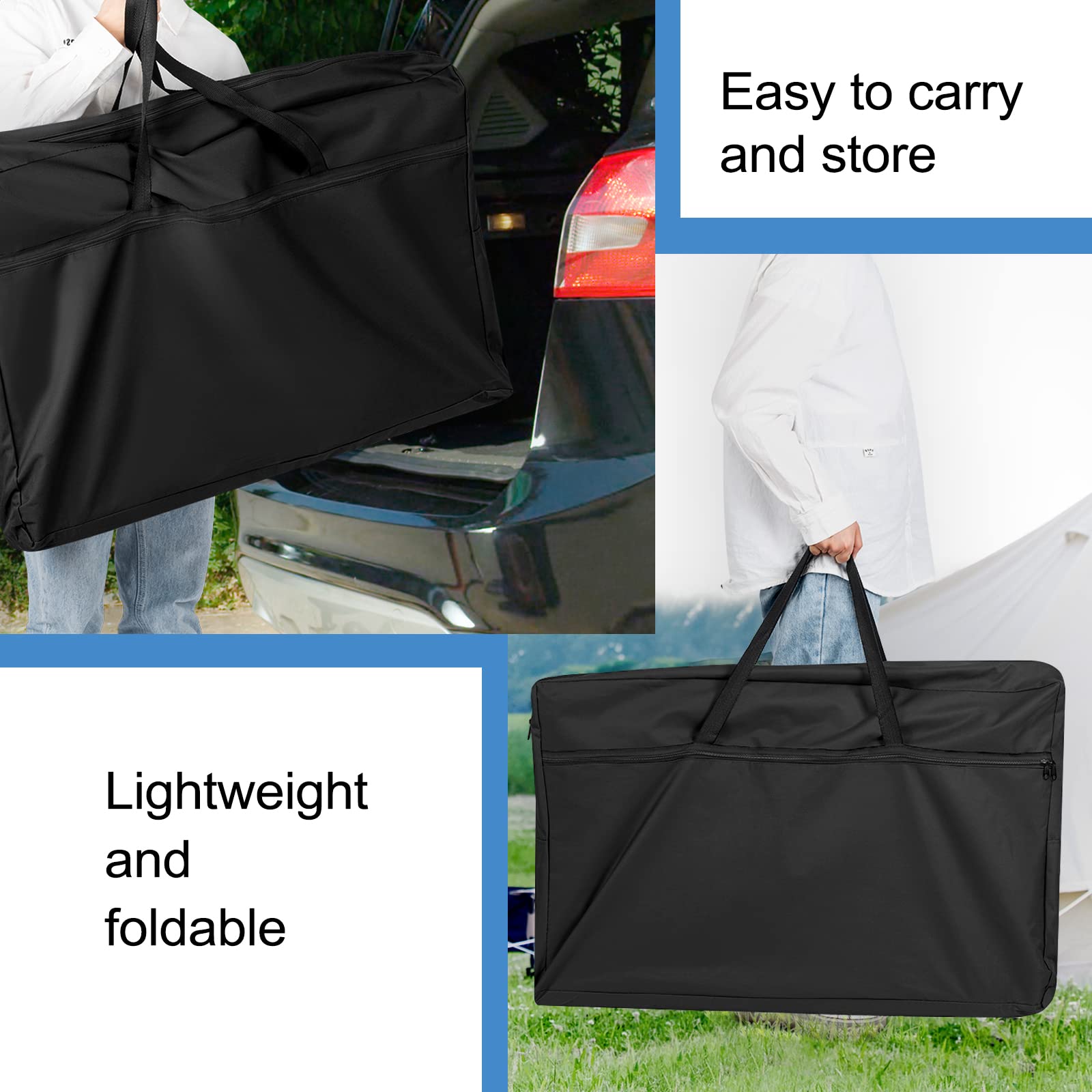 WOLTU Składana szafka kempingowa, kuchnia kempingowa, w zestawie torba z aluminiową ramą, przenośna / składana, meble kempingowe z aluminium i płyty MDF, na piknik, plażę, kolor biały + czarny