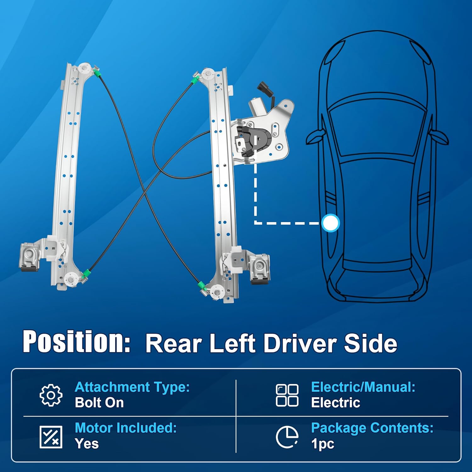 741-578 Power Window Regulator with Motor Rear Driver Side Compatible with 2000 2001 2002 2003 2004 2005 2006 Chevy Silverado Suburban Avalanche 1500 2500 GMC Sierra Yukon XL Cadillac Escalade ESV EXT