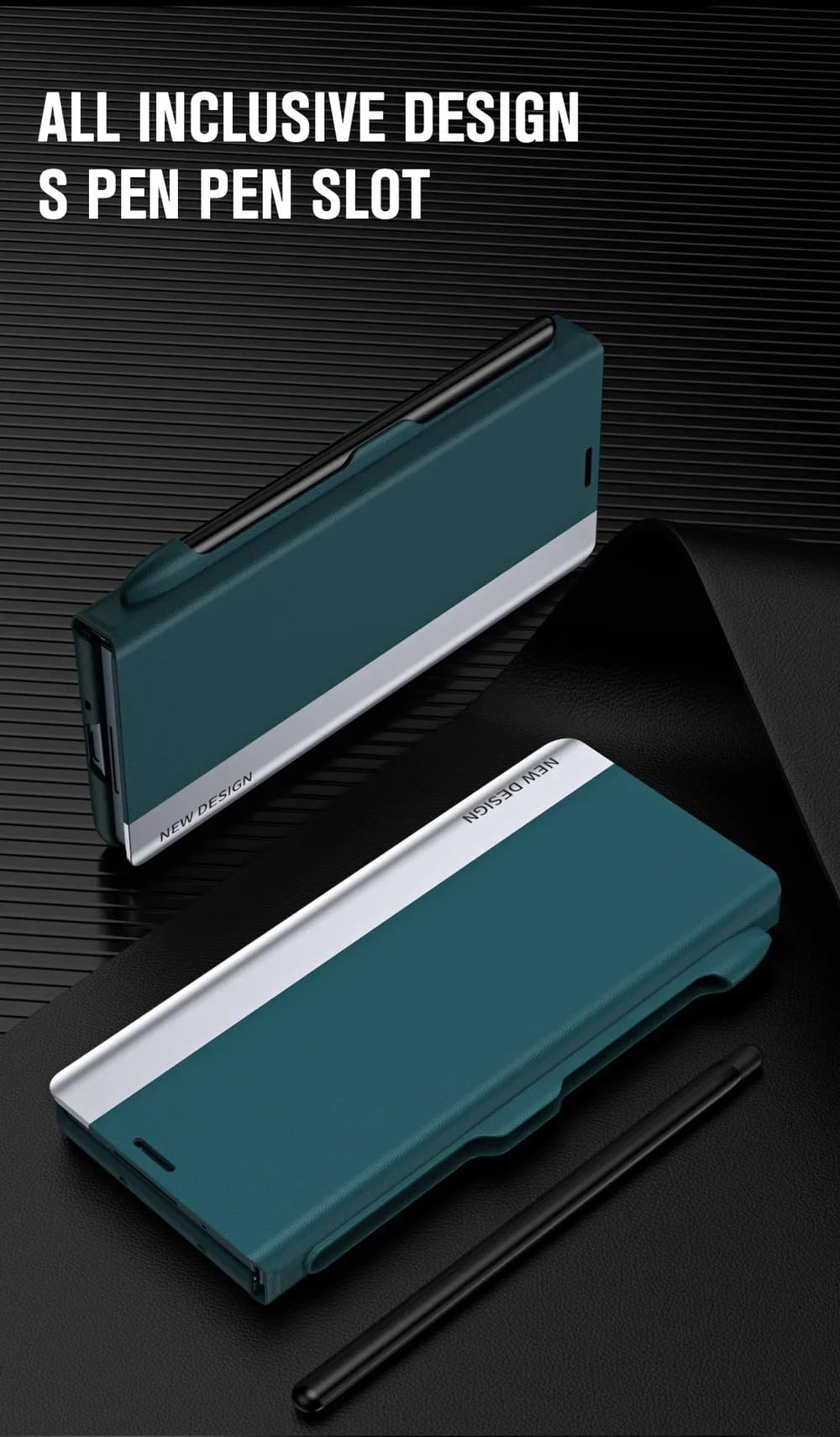 Funda magnética con Ranura para bolígrafo y Funda para teléfono con bolígrafo para Samsung Galaxy Fold6 Funda con Tapa para Galaxy Z Fold 5 4 2 3 Funda Protectora, bolígrafo Accesorio Negro, para Sam