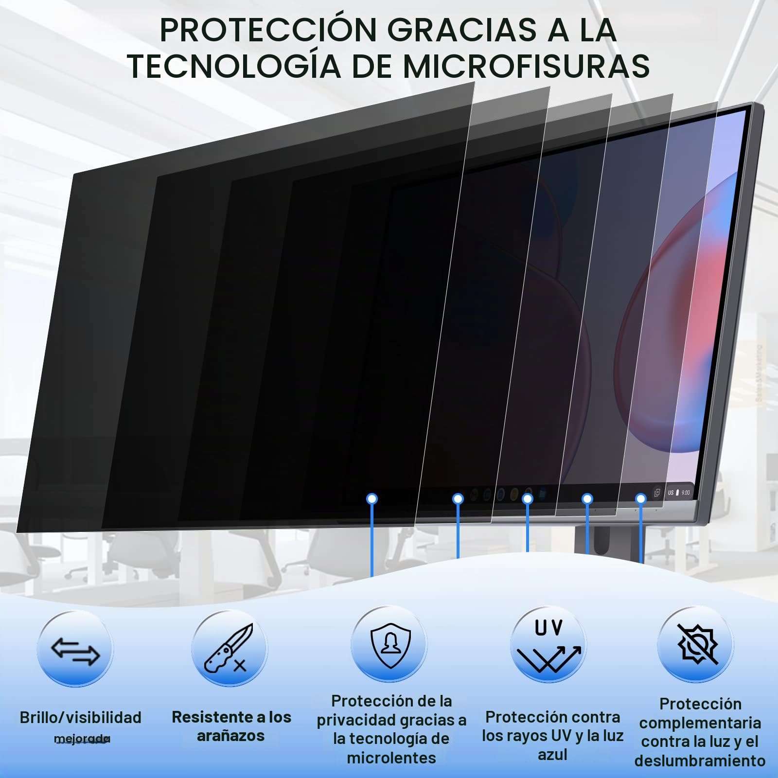 Mamol Filtro de Privacidad 27 Pulgadas 16:9, Filtros de Pantalla Compatible con HP/DELL/Acer/Lenovo/Thinkpad/Samsung/Envy/Xps, Anti Luz Azul Privacy de Protector Pantalla para 27 Pulgadas Escritorio