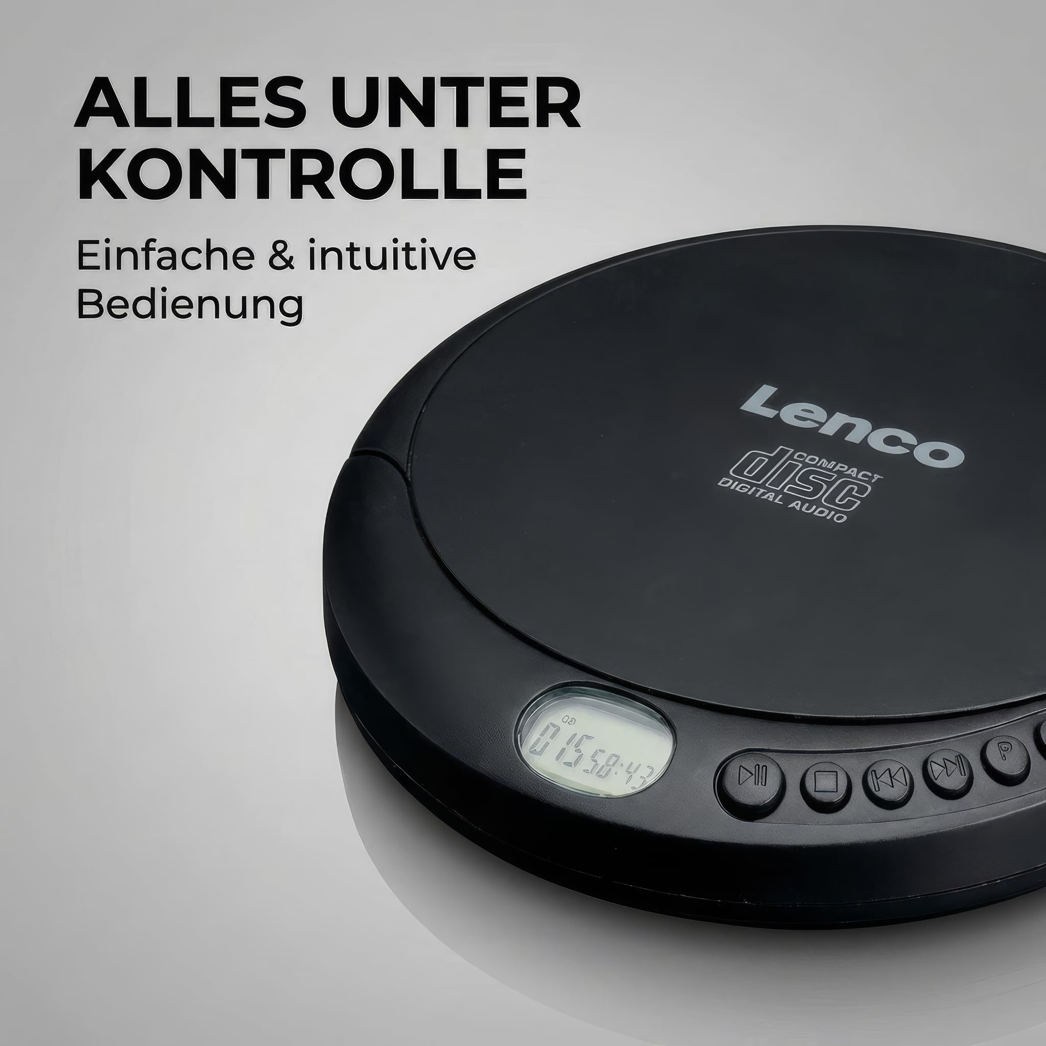 Lenco CD-010 - CD-Player - auch für Kinder - Discman - Tragbar - CD Spieler | CD Walkman - Mit Kopfhörern und Micro USB Ladekabel - Schwarz