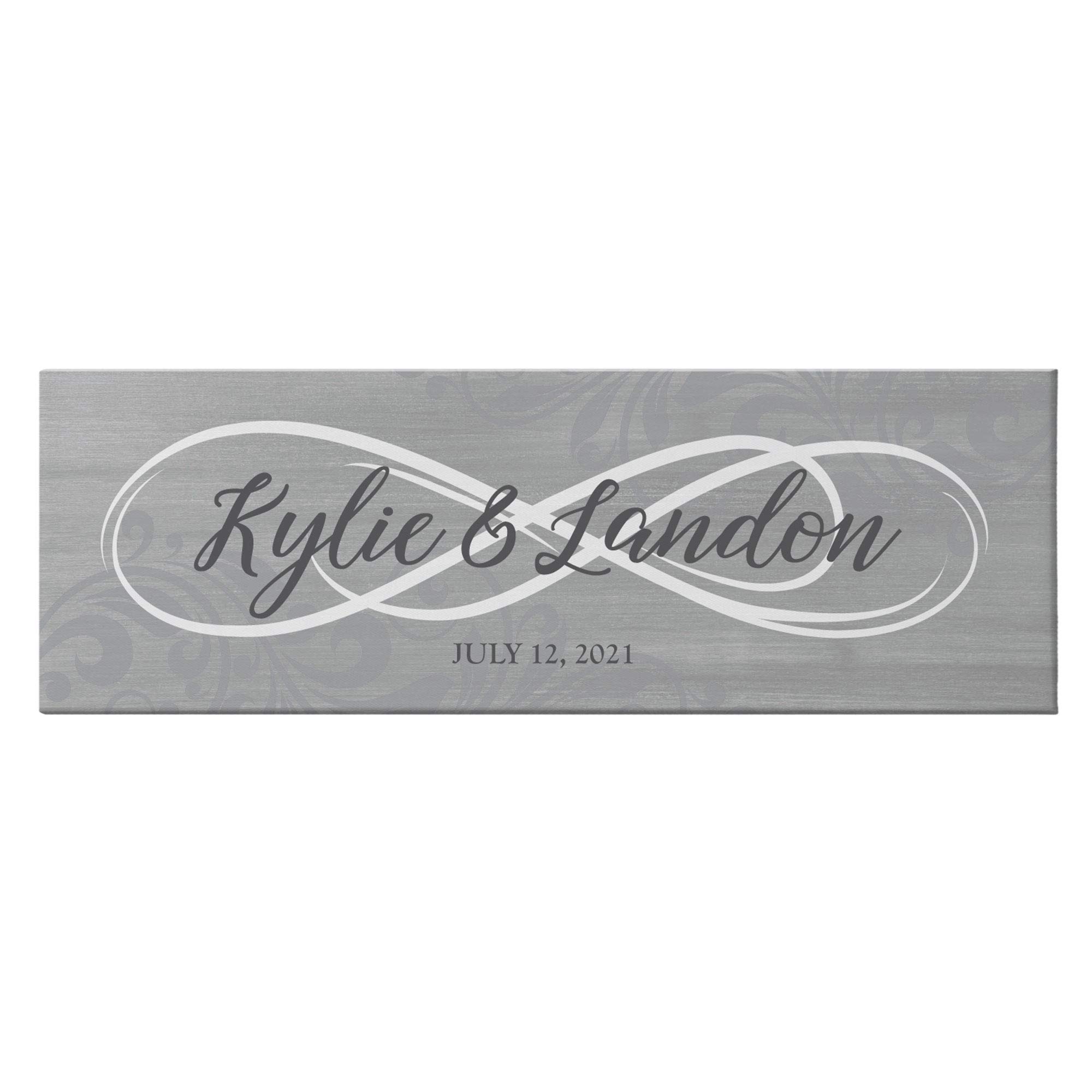 Let's Make Memories Personalized Infinity Canvas - Custom Wall Art - 9" H x 27" W -Unframed - Customize with Two Names and Date/Message