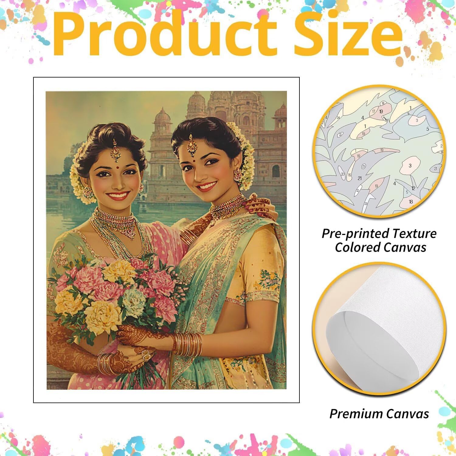 Femme indienne et fleurs Peinture Numero Adulte Kits, 80x100cm m-1065