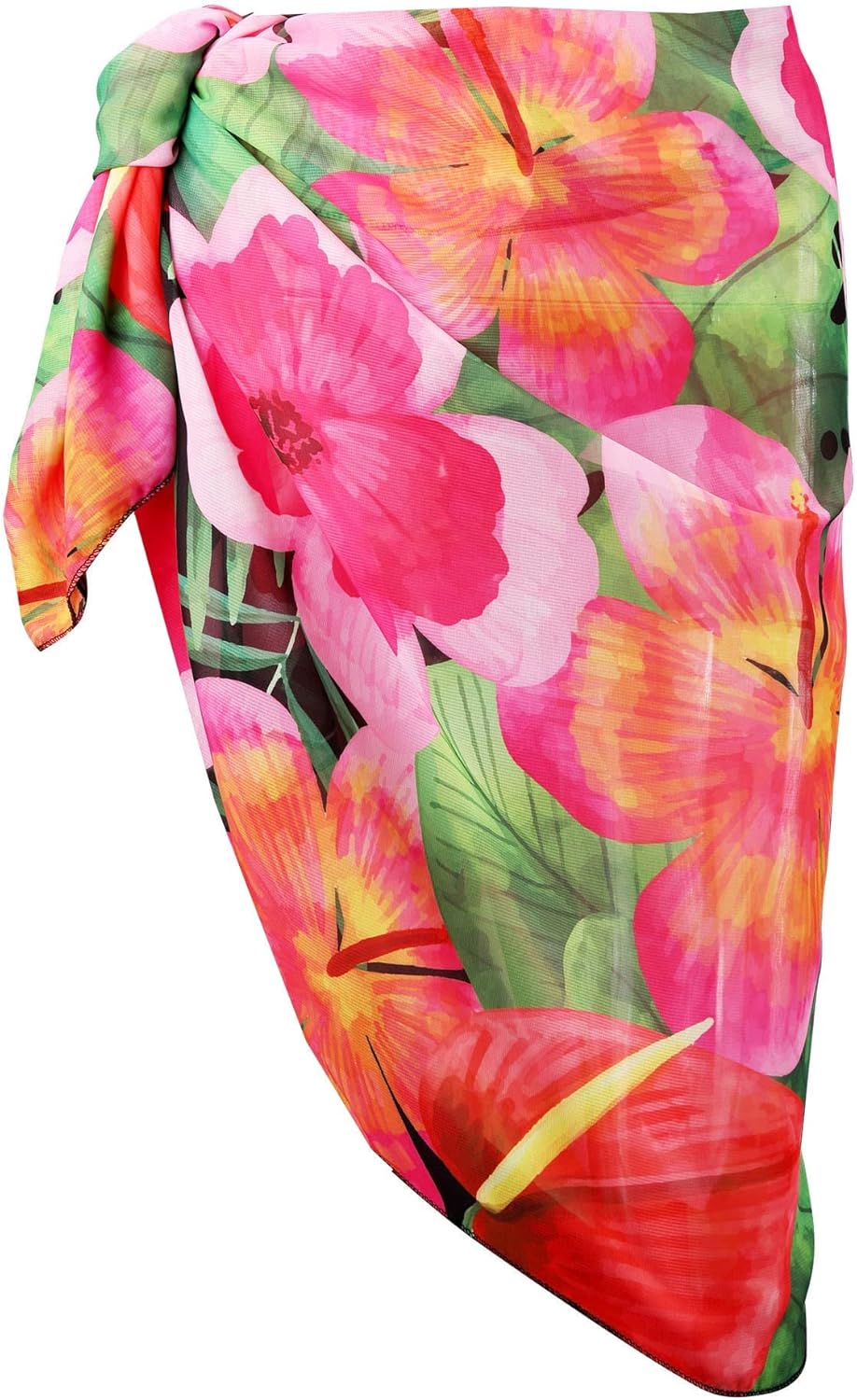 Ayliss Womens Swimwear Chiffon Cover up Solid Color Printed Beach Sarong Swimsuit Wrap Skirt Bathing Bikini Resort Wear - Image 4