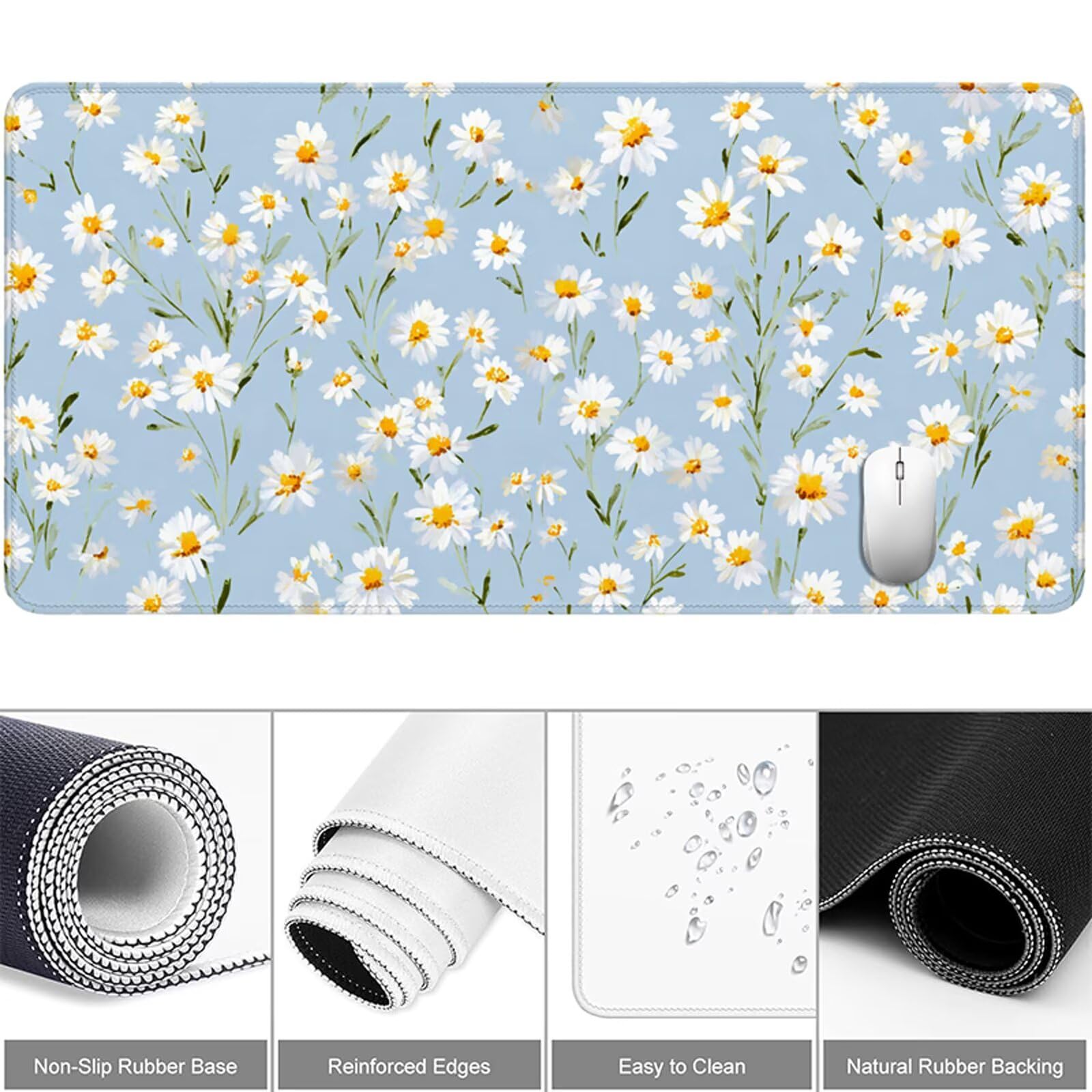 Niebieska podkładka pod mysz do gier, podkładka pod mysz XXL 1200x600 mm AVCE Gładka powierzchnia poprawia precyzję i szybkość, wodoodporna podkładka pod mysz antypoślizgowa do komputera, laptopa