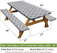 Vista 223 de Play Tailor - Mantel para mesa de pícnic con cubiertas para bancas, impermeable y a prueba de viento con bolsa de cordón, ajustable a mesas y bancas