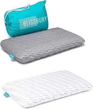 BLISSBURY Stomach Sleeping Pillow 3.3 Inch & Additional Pillow Case in Cooling White, Ice Yarn