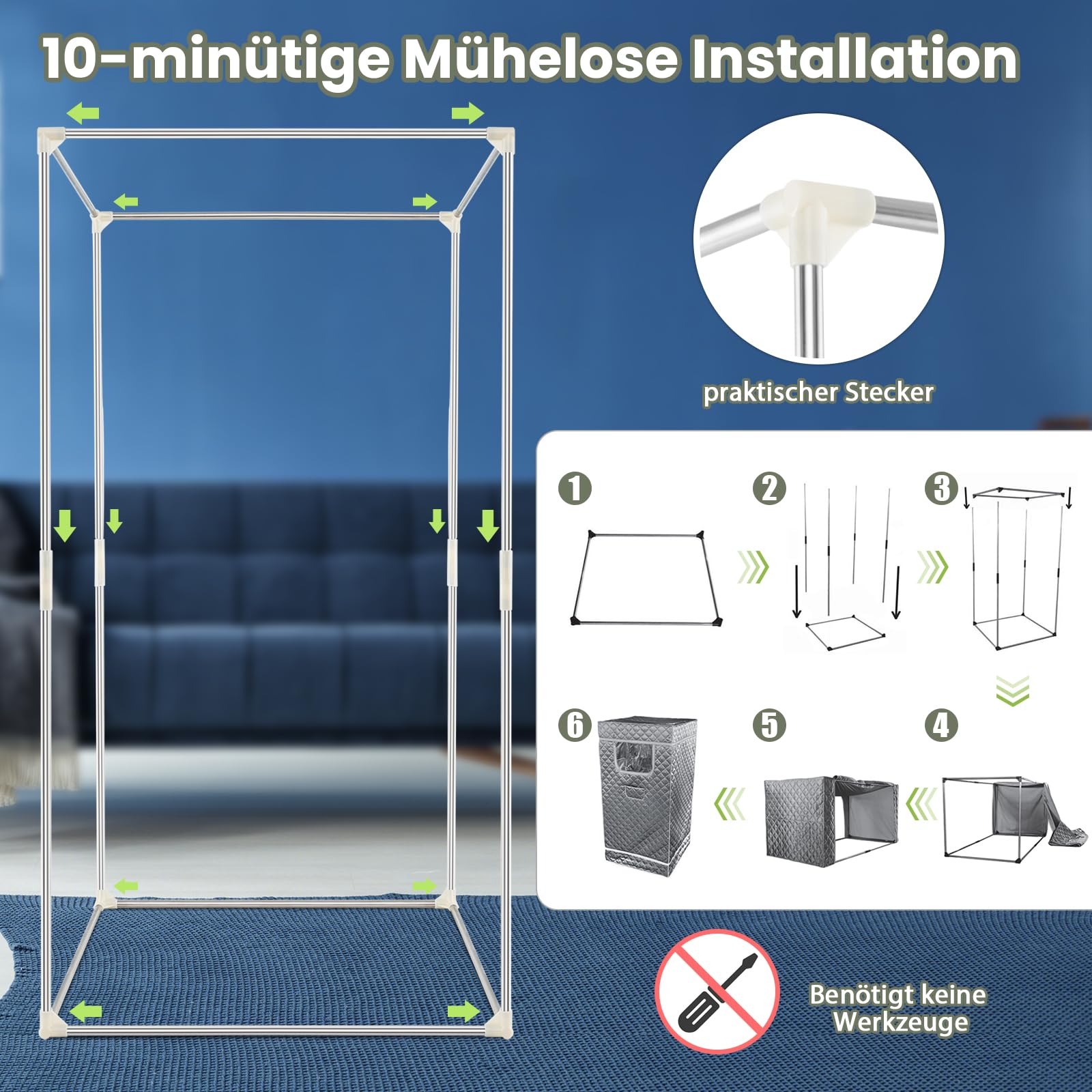 RELAX4LIFE Sauna Portátil 3L con Mando a Distancia y Silla Plegable, Sauna de Vapor con 9 Niveles de Temperatura, Temporizador 15-90 Min y Función de Nebulización, Mini Sauna 1000W (Gris)