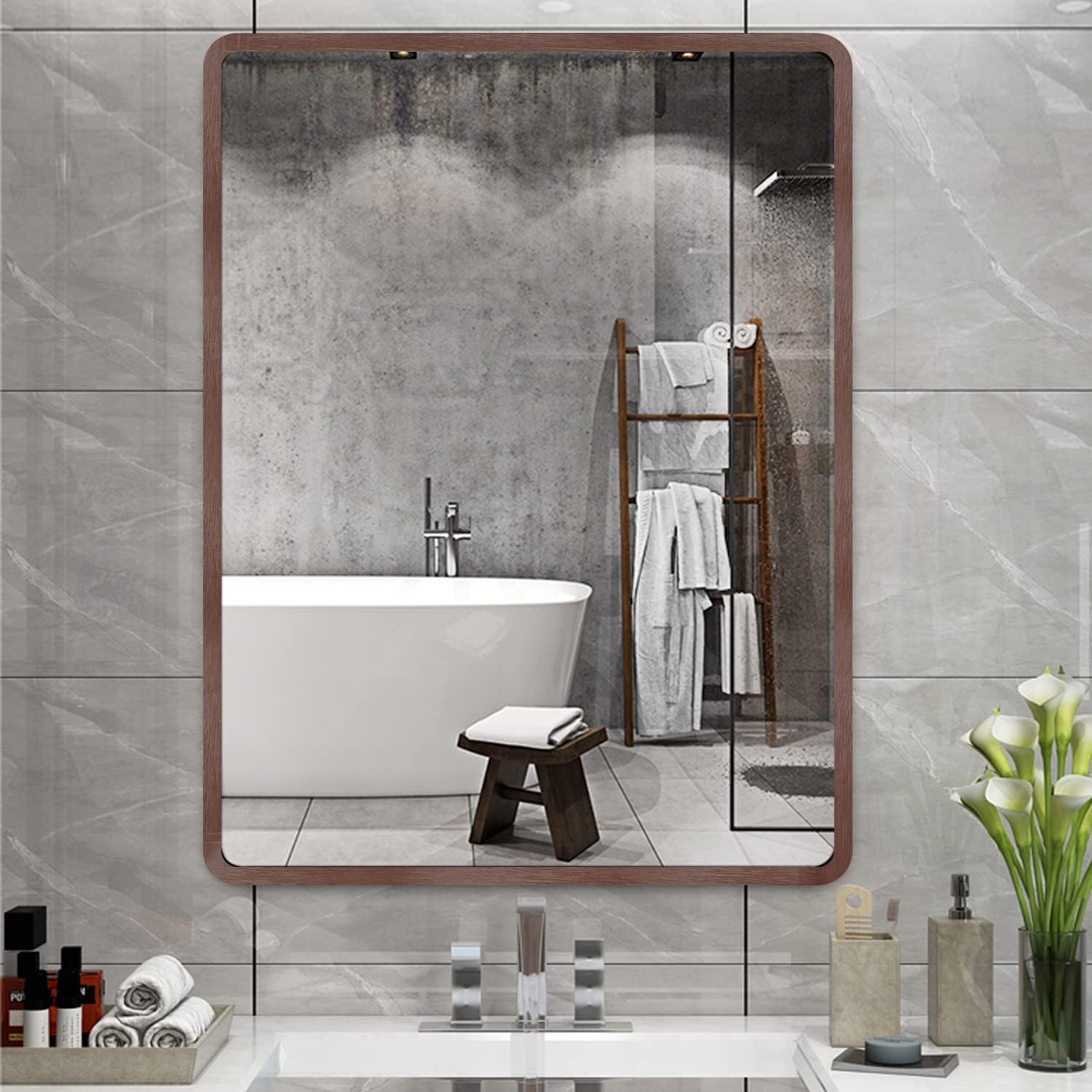 Amazon.com: Wall Mount Mirror, Rectangular Bathroom Mirror, Wall Mirror ...