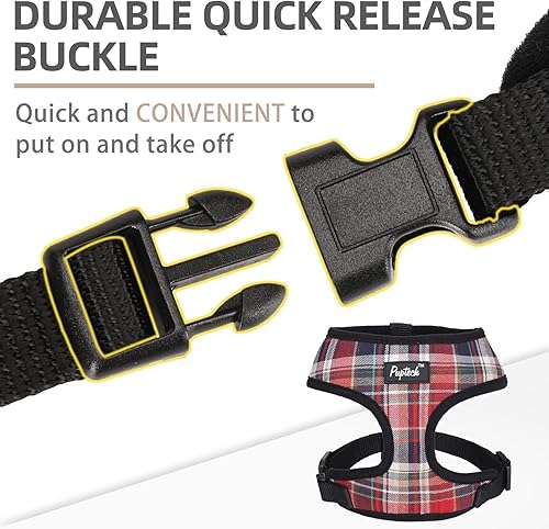 Miniatura 254 de Pupteck - Arnés para perro, chaleco de malla suave con relleno cómodo para cachorros, perros y gatos, evita los tirones, color negro y blanco