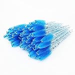 i-Laesh 100 Pcs Crystal Eyelash Brush Mascara Wands Disposable Eyebrow/Lash Brushes for Eyelashes Extensions Eye Makeup Kit Lashes Applicator Tool Spoolies (Crystal Blue)