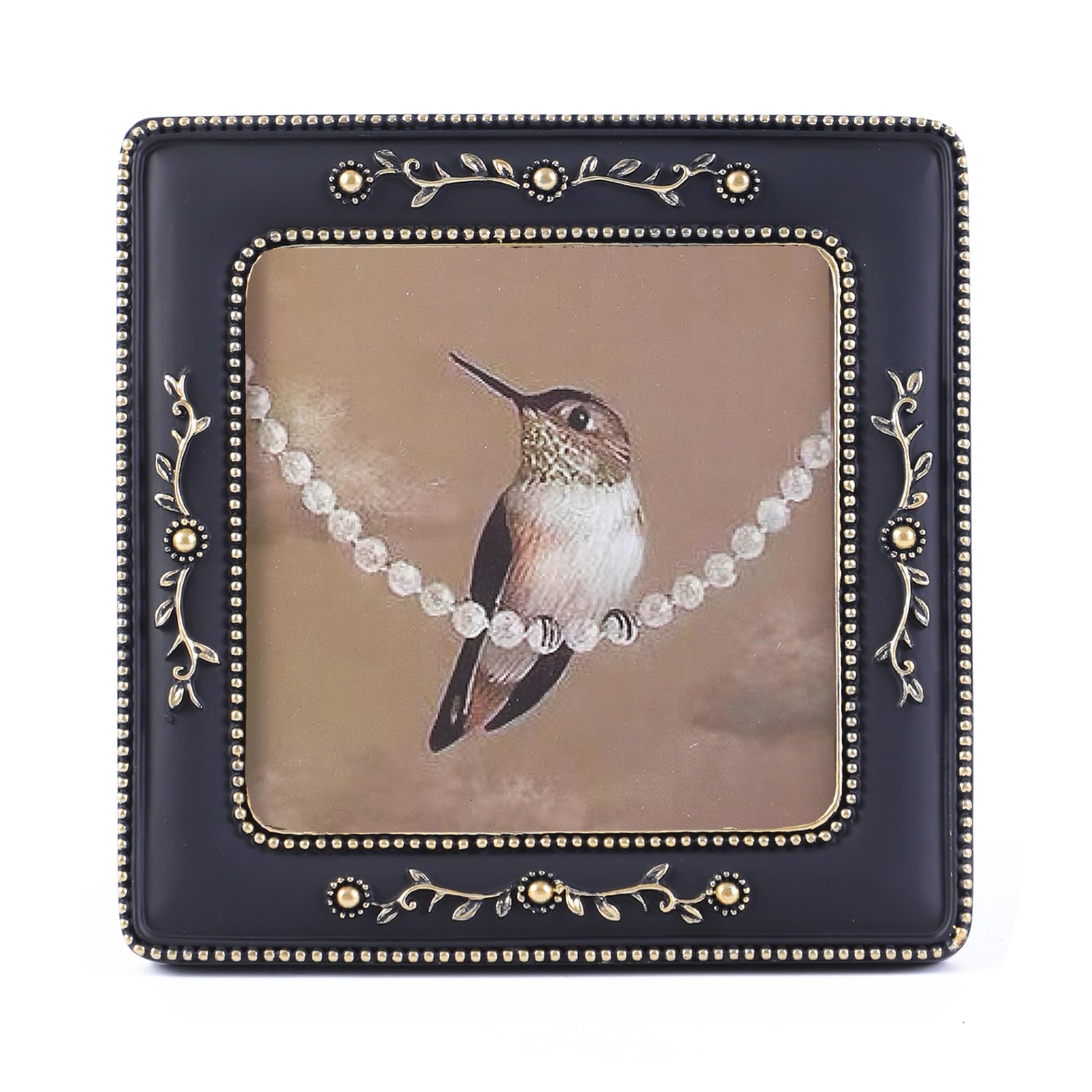 Photo 1 of SIKOO 4x4 Vintage Picture Frame Square Small Antique Picture Frame Wall Mount and Tabletop Display Vintage Wall Decor Retro Photo Gallery Black and Gold