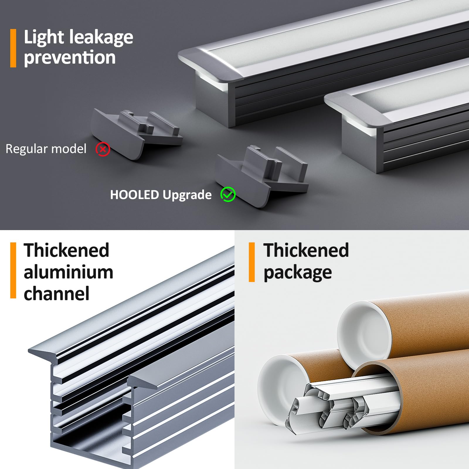 Profil LED 10 × 2 m (20 m), profil aluminiowy LED w kształcie litery U z osłoną, zaślepkami i klipsami montażowymi do taśm LED, dł. 2000 x 22 x 14,27 mm