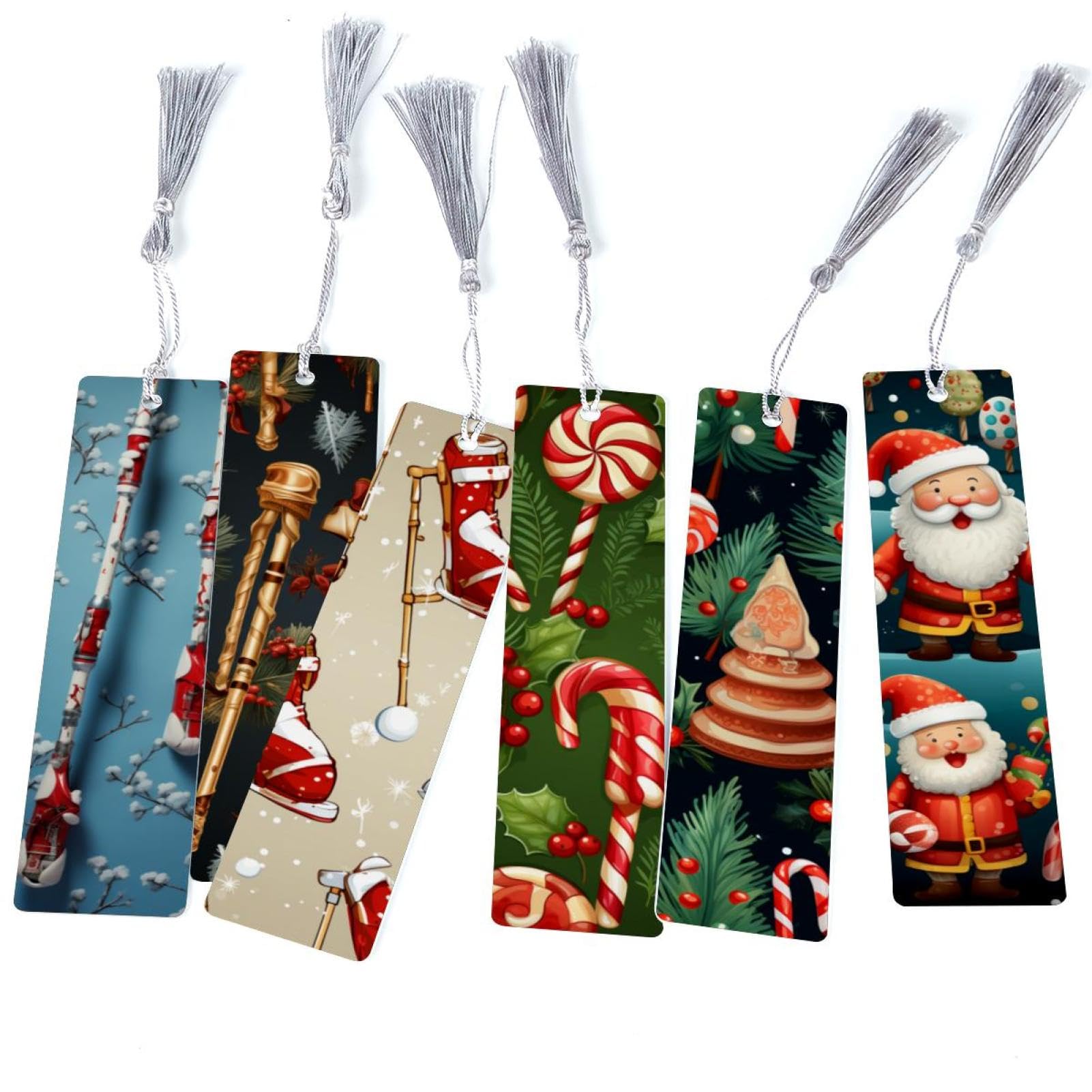 Marque-pages canne de Noël à pompons, accessoires de lecture - 8