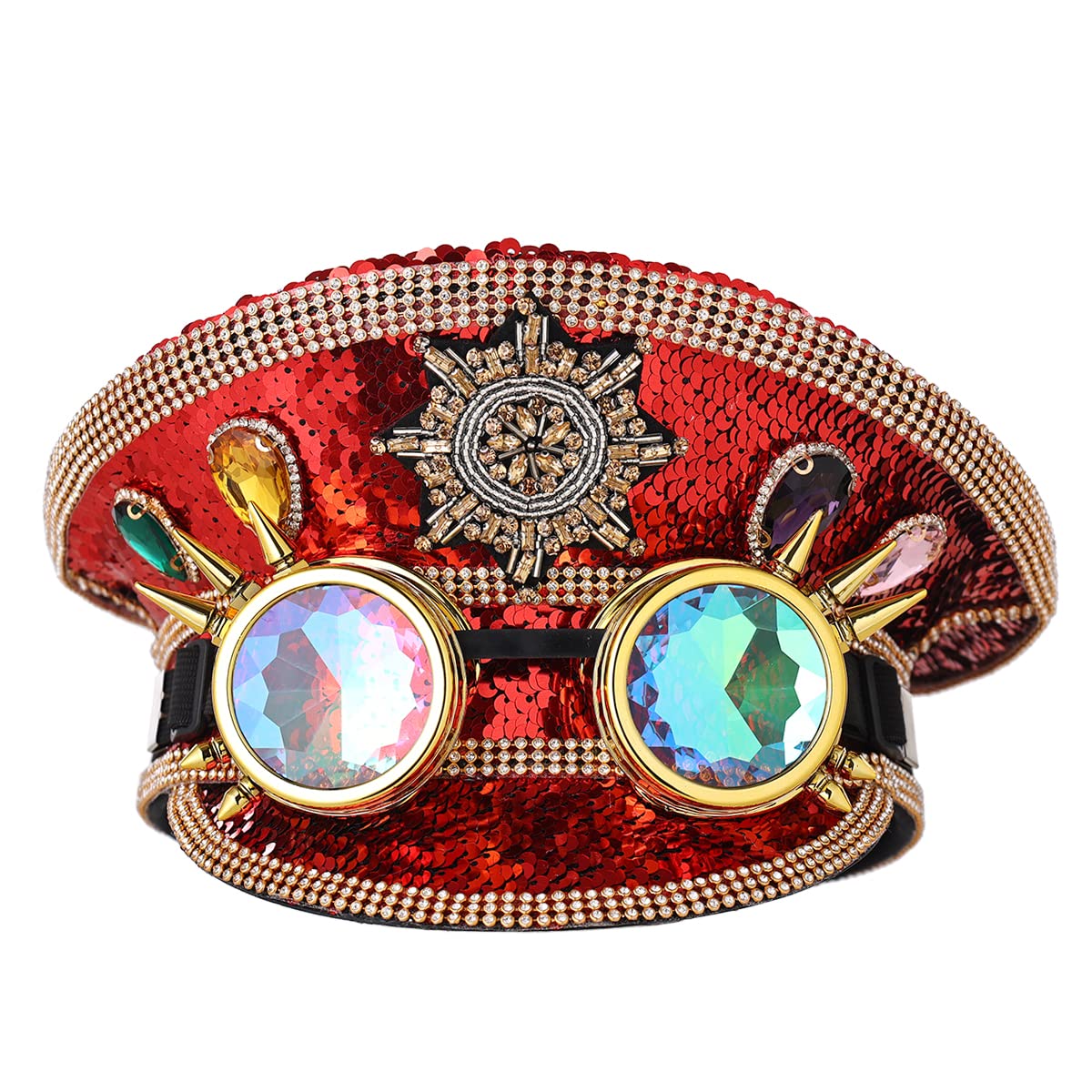 BPURB Kobiety dziewczyny steampunk rave styl kapitana kryształ górski cekinowy top kapelusz na festiwal karnawał Halloween cosplay