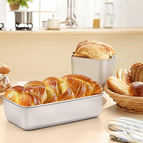 Miniatura 10 de Onader Juego de 4 moldes para pan de carne de acero inoxidable para hornear de 9 x 5