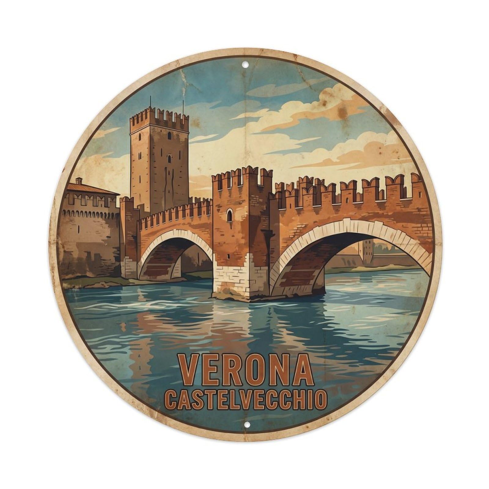 Olhnbad Style Castelvecchio Culture Verona Travel Heritage Metal Tin Sign
