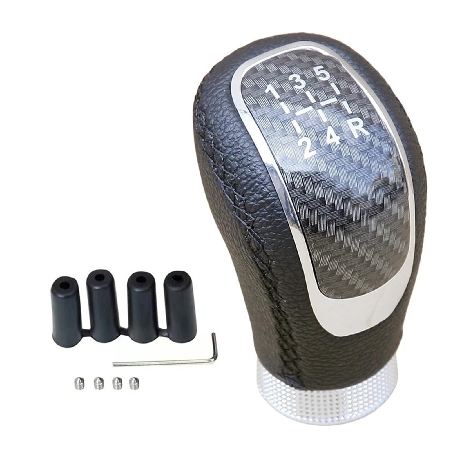 Jxewmtmc Black A 5 Speed Black Leather Gear Knob Car Shift Shifter Stick Lever Manual Transmission Gear Stick Shift Cover(Black A)