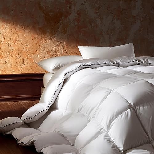 Ousidan Edredón de fibra de plumón de ganso tamaño Queen, relleno de edredón 100% algodón orgánico, relleno de edredón de lujo para todas las