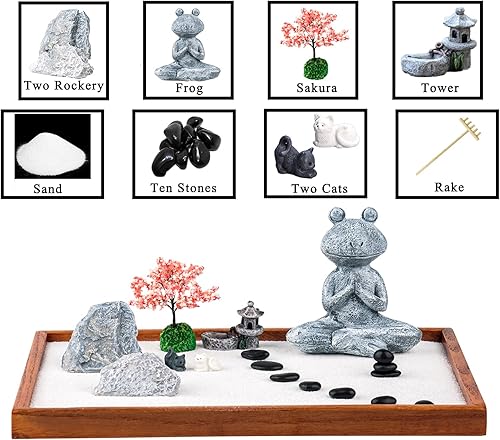 Miniatura 7 de Kit de jardín zen en miniatura en forma de rana 14 x 10 pulgadas
