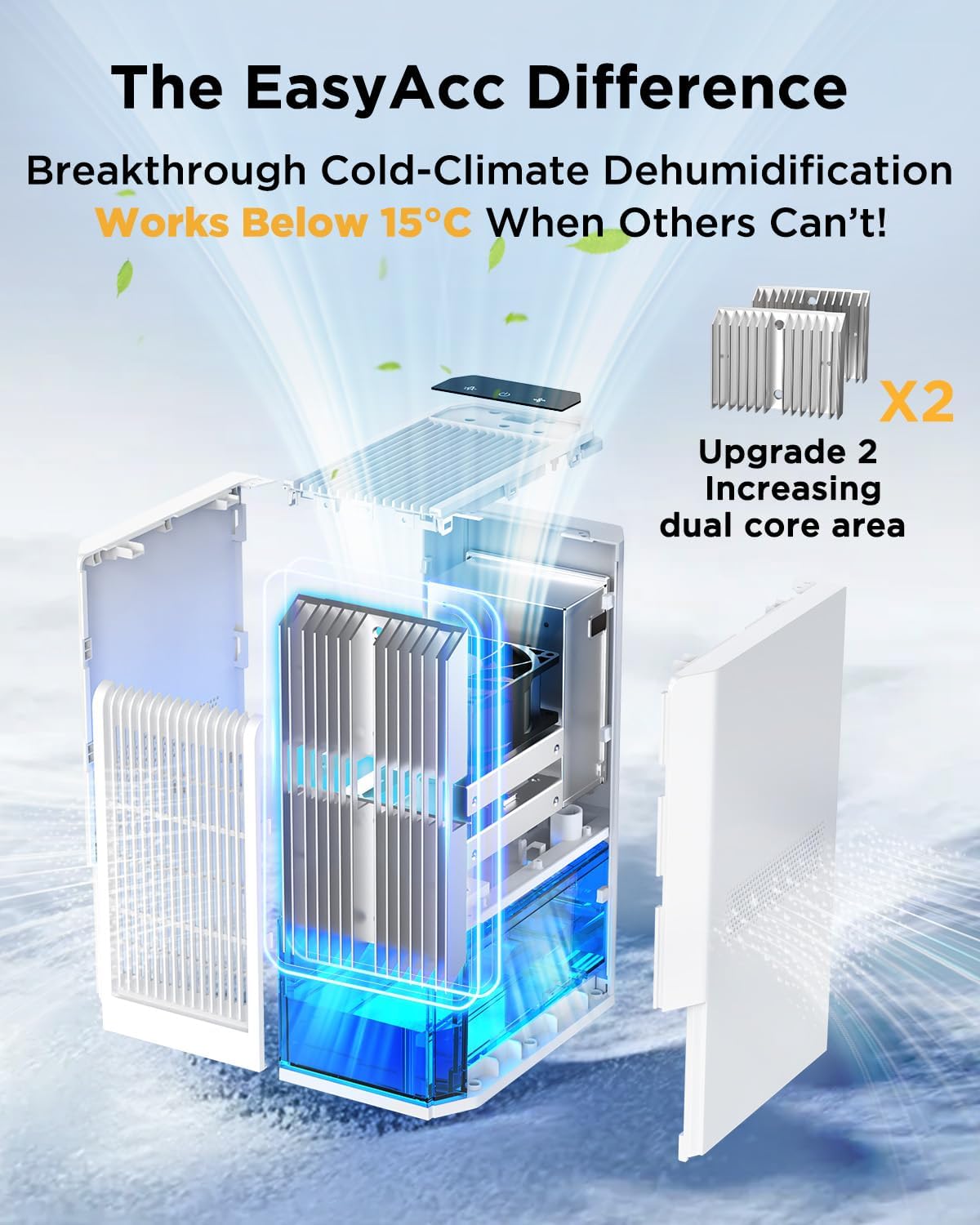 EasyAcc Q22 Dehumidifier placed in a room, ready for use.